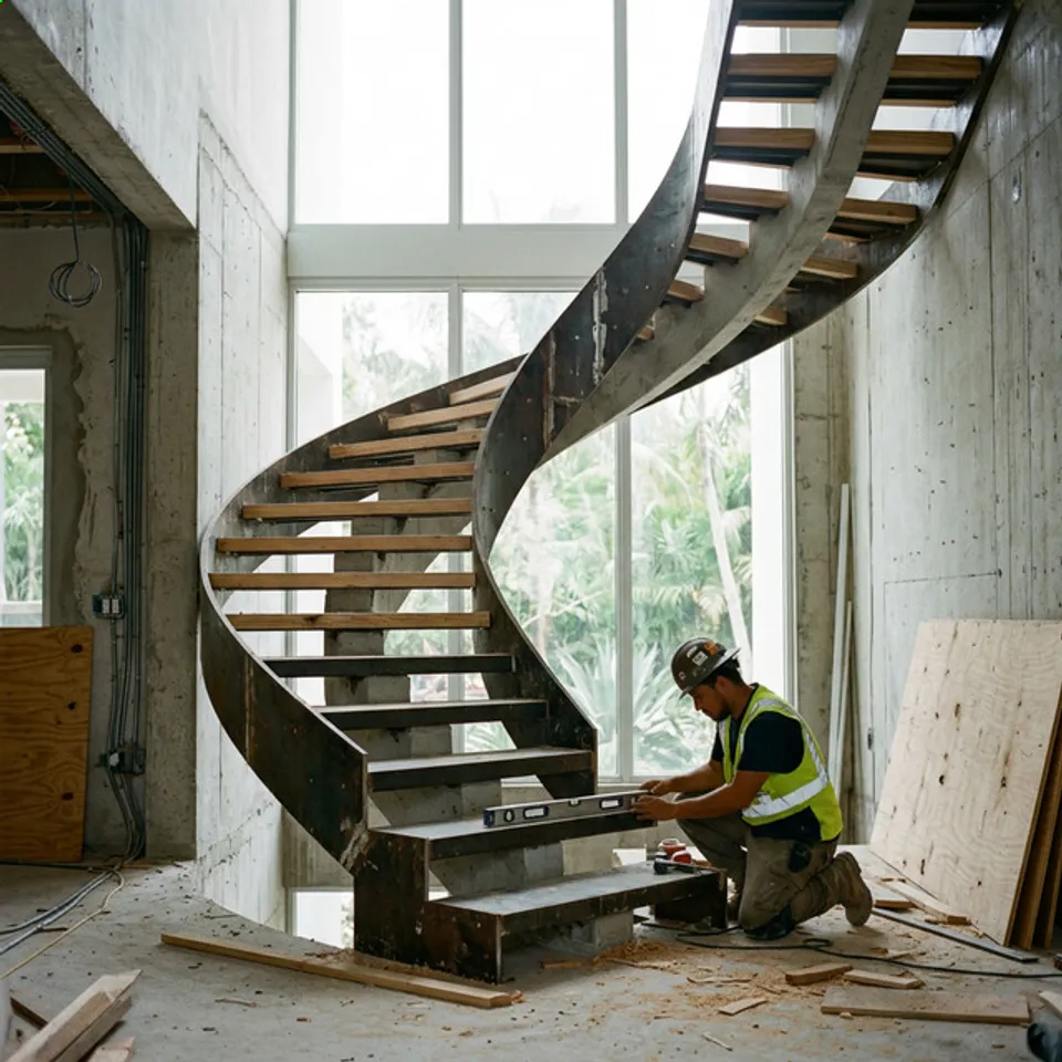 Luxury floating staircase installation in Tampa