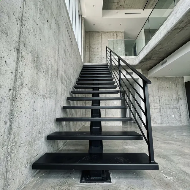 Industrial Steel Beam Floating Stairs in Tampa, FL